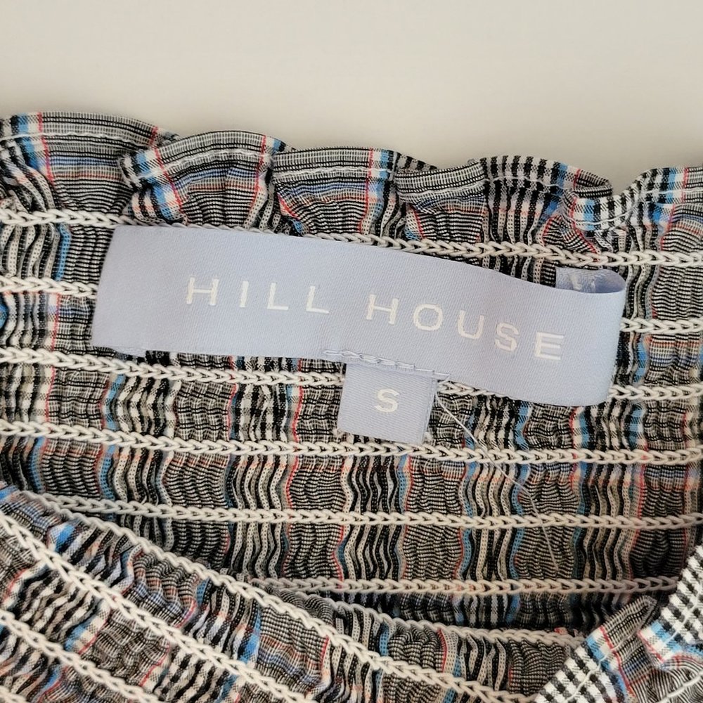 Hill House Athena Nap Smock Bodice and Cuff Mini Dress Size S Grey Blue Blk - Picture 9 of 12